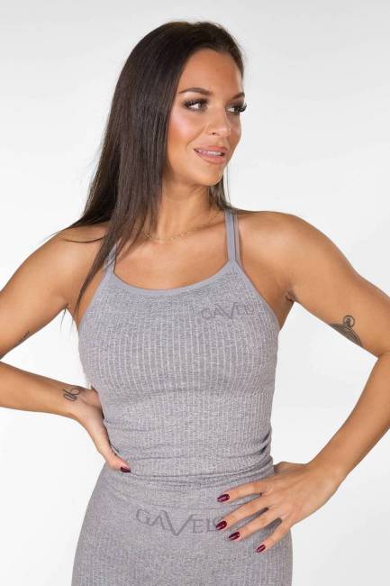 Gavelo Seamless Ribbed Light Grey Melange Top